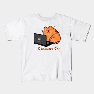 Cute Laptop Cat Computer Programmer Kids T-Shirt